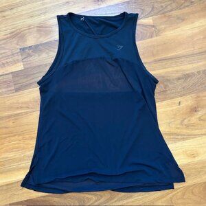 Gymshark Sheer Mesh Black Tank, Size S Small
